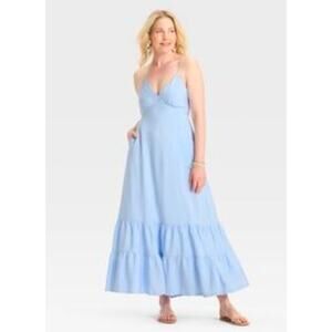 A New Day Blue Midi V Neck Dress